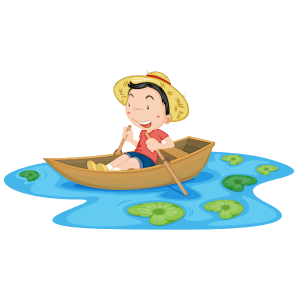 ボートを漕ぐイラスト