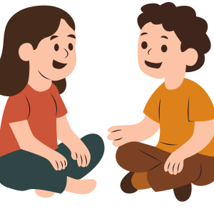 なぞなぞの答え：あぐらをしている子どものイラスト｜小学生向けなぞなぞの答え用画像