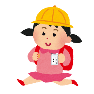 ネームつけてる女の子のイラスト