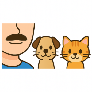 小学生低学年向け ヒゲ 犬と猫の口のまわりのひげと人の口元のひげを並べて示す場面