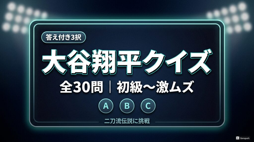 【大谷翔平クイズ】全30問｜初級〜激ムズ！二刀流伝説に挑戦【答え付き3択】