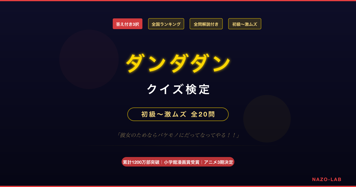 ダンダダン クイズ検定 初級から激ムズまで全20問の3択検定