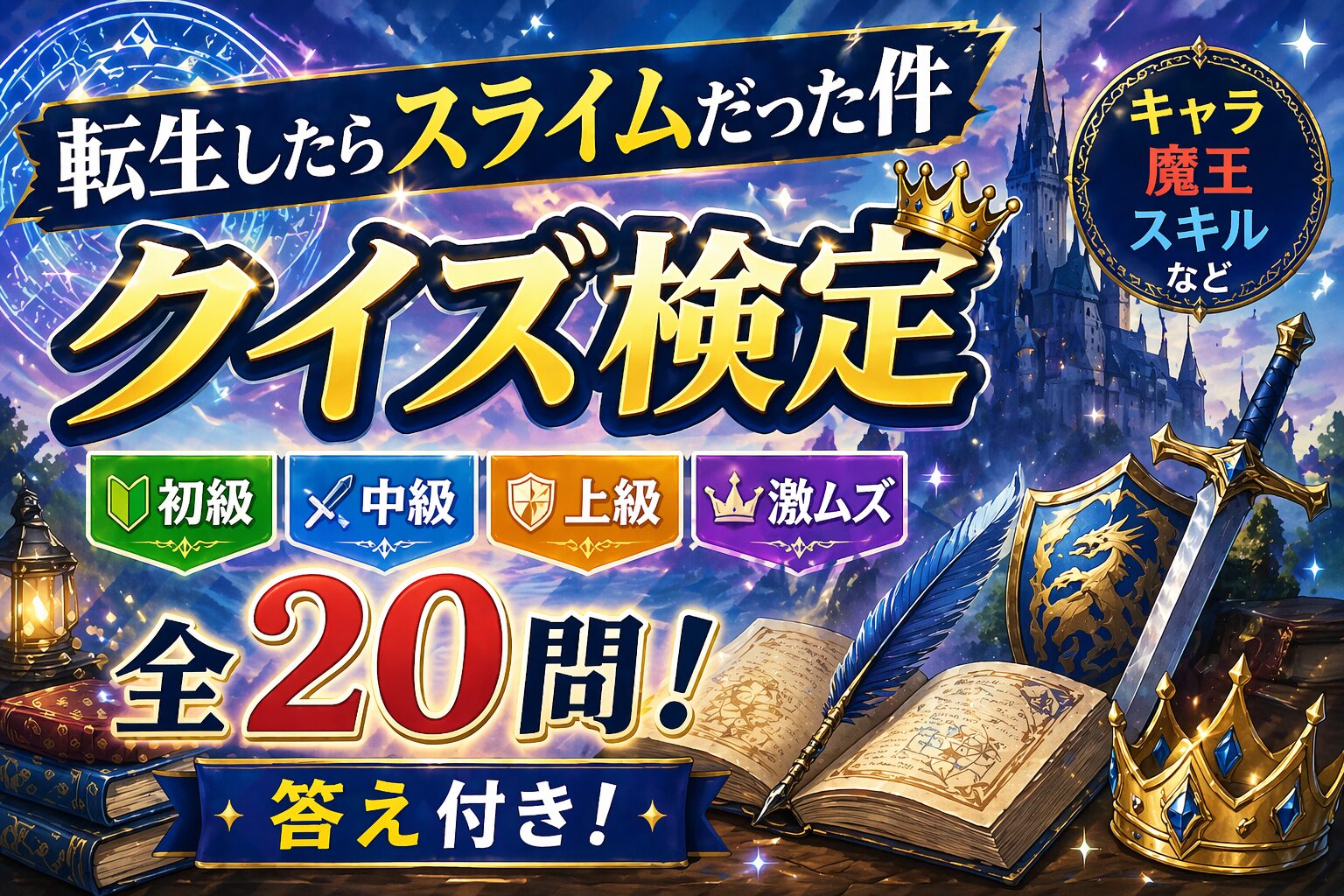 【転スラ】クイズ検定 全20問 答え付き 転生したらスライムだった件